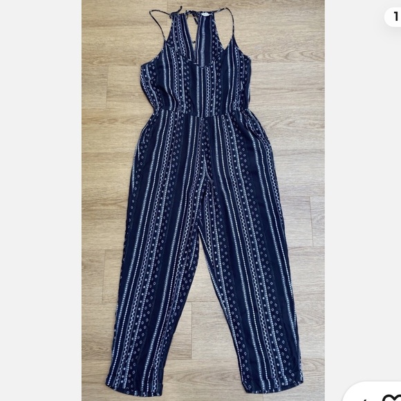 Fat Face Charcoal and White Patterned Jumpsuit - Picture 1 of 9